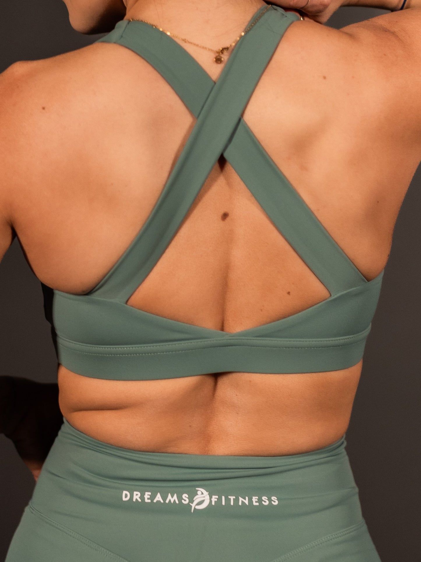 Mineral Green Wide Strap Sport Bra
