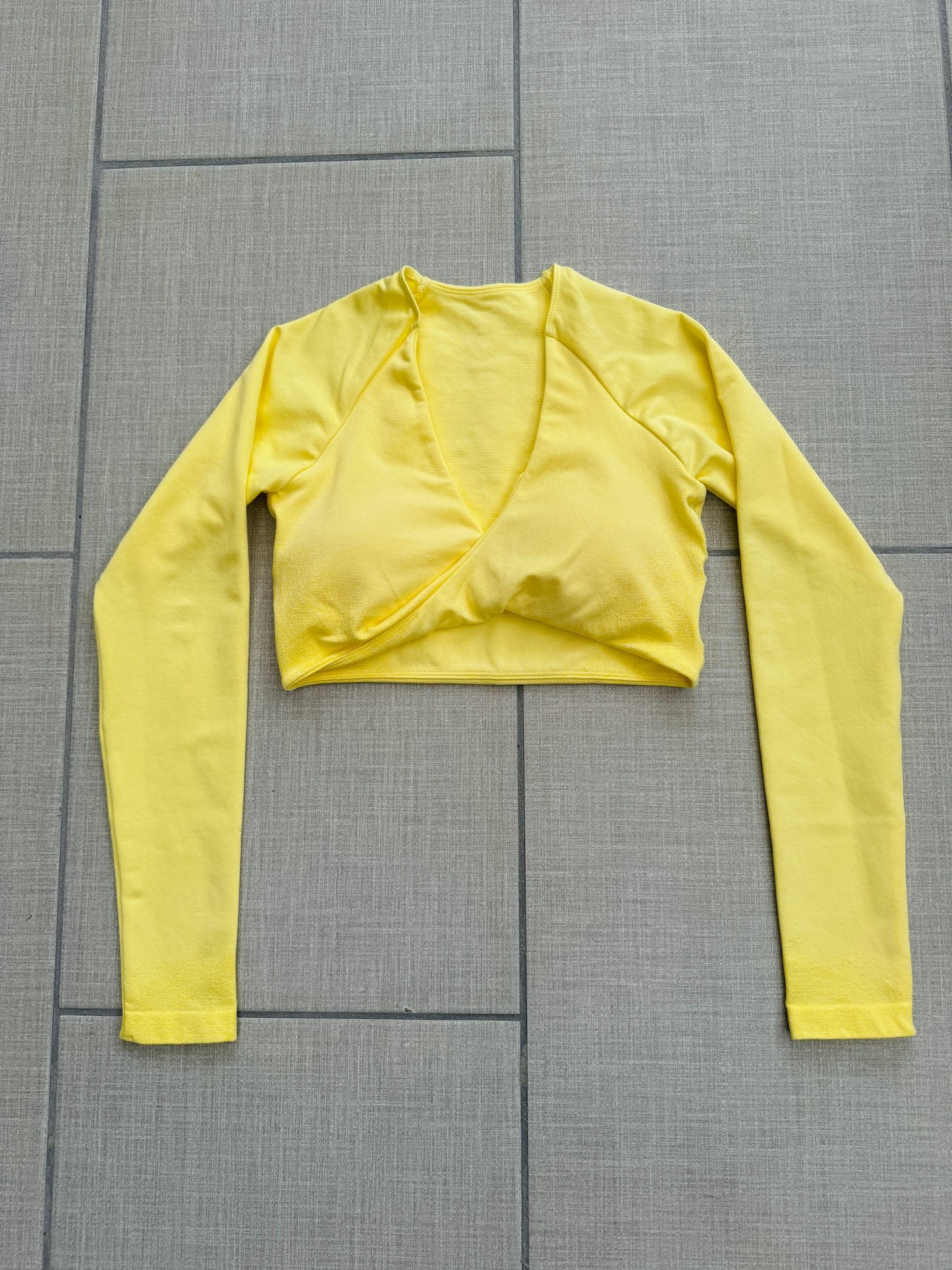 Yellow Hibiscus Twist Front Long Sleeve