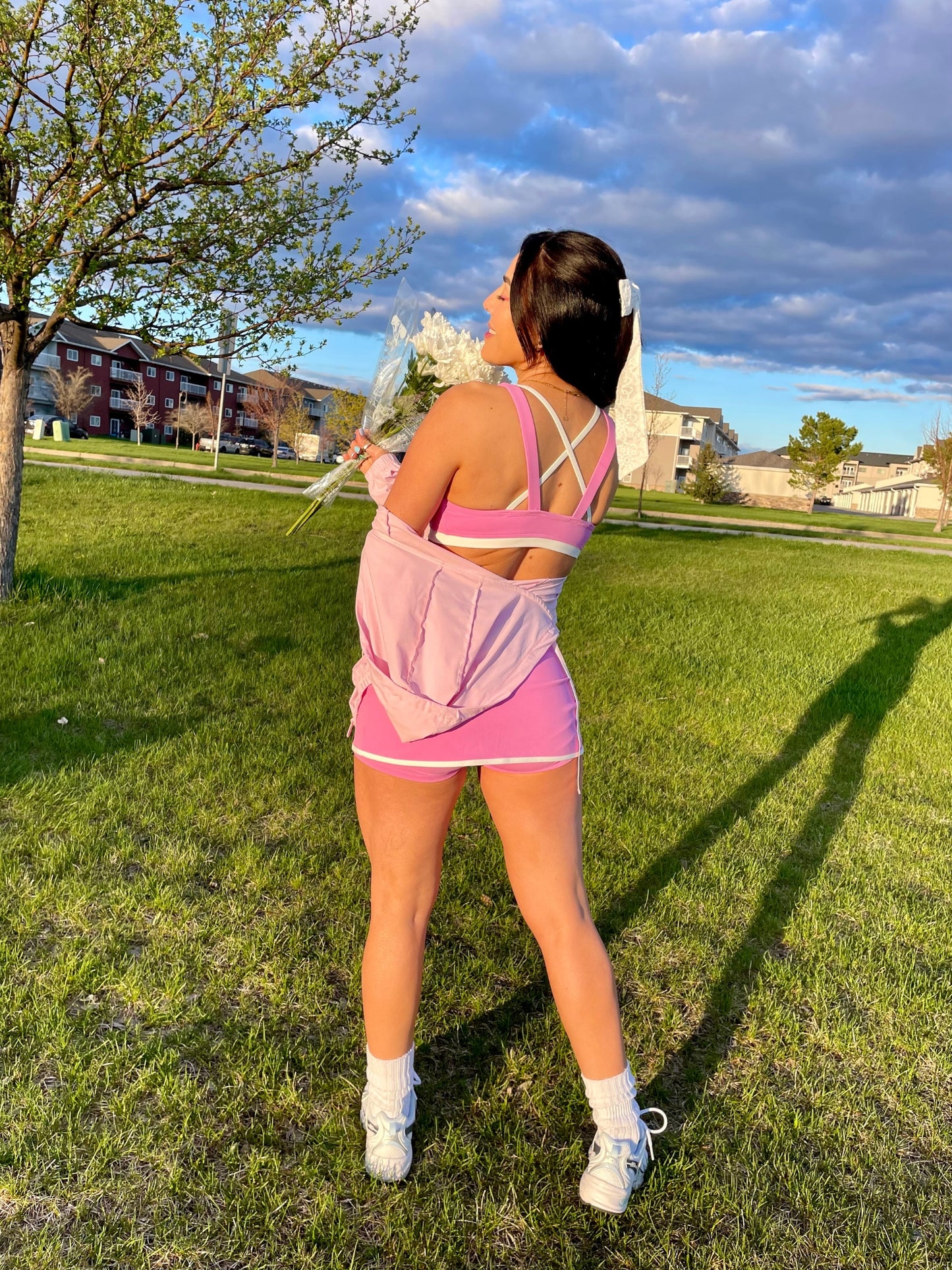 Candy Pink Mini Crossed Skort