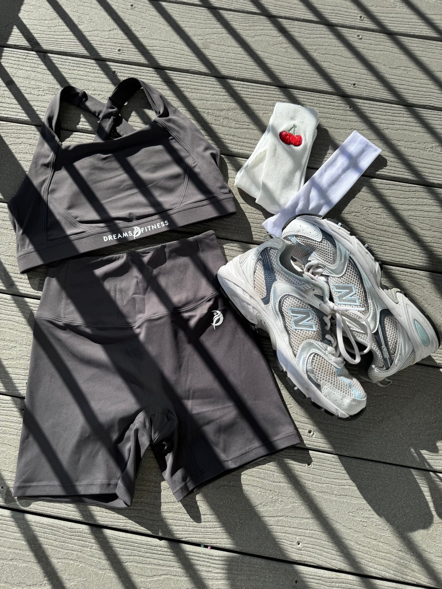 Metal Gray Wide Strap Sport Bra